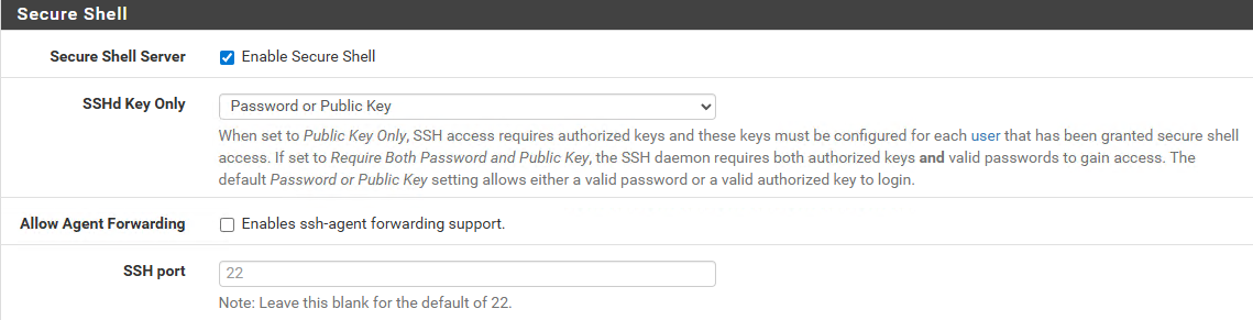 Secure Shell Configuration